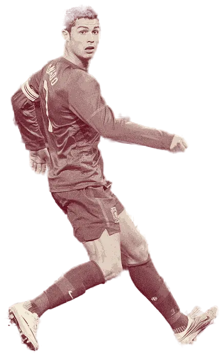 Cristiano Ronaldo in the deep red of the Portugal national team