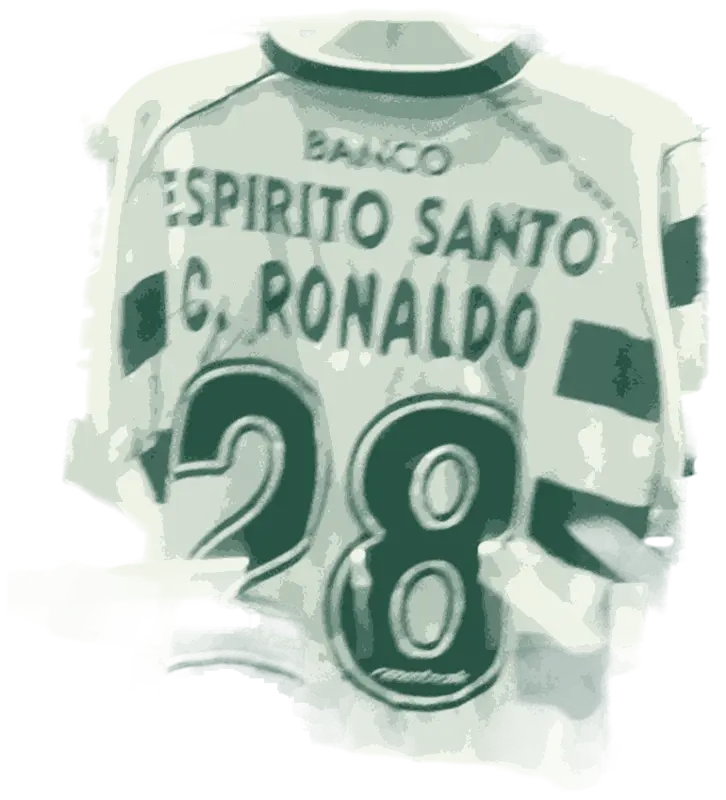Cristiano Ronaldo's green and white Sporting CP shirt number 28, preserved in the club museum
